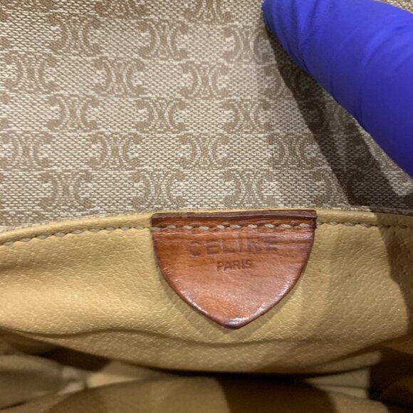 Celine Beige Triomphe Shoulder Bag Sku#84787 (Gently used,strap surface crack) - Picture 7 of 11